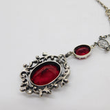 Victorian Austrial Sterling Silver Garnet & Paste Floral Dress Necklace Antique