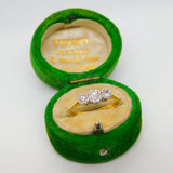 Victorian 18ct Yellow Gold & 0.2ct Diamond Three Stone Dress Ring Antique c1890