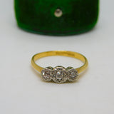 Victorian 18ct Yellow Gold & 0.2ct Diamond Three Stone Dress Ring Antique c1890