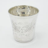 French Aesthetic Movement Sterling Silver Flower & Bird Beaker Antique c1880