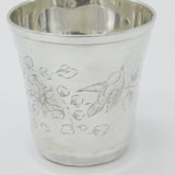 French Aesthetic Movement Sterling Silver Flower & Bird Beaker Antique c1880