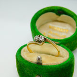 Victorian 18ct Yellow Gold 0.1ct Diamond Crossover Ring Antique c1890