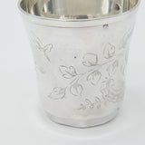 French Aesthetic Movement Sterling Silver Flower & Bird Beaker Antique c1880