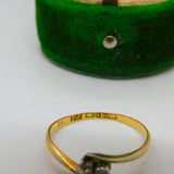 Victorian 18ct Yellow Gold 0.1ct Diamond Crossover Ring Antique c1890