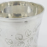 French Aesthetic Movement Sterling Silver Flower & Bird Beaker Antique c1880