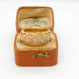 14ct Yellow Gold Daisy Flower Pattern Diamond Set Dress Ring Vintage c1990