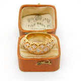 14ct Yellow Gold Daisy Flower Pattern Diamond Set Dress Ring Vintage c1990