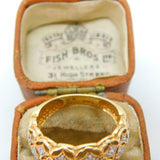 14ct Yellow Gold Daisy Flower Pattern Diamond Set Dress Ring Vintage c1990