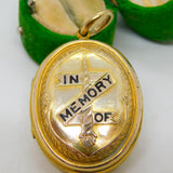 Victorian 9ct Gold Back & Front Enamel 'In Memory Of' Mourning Locket Antique c1860