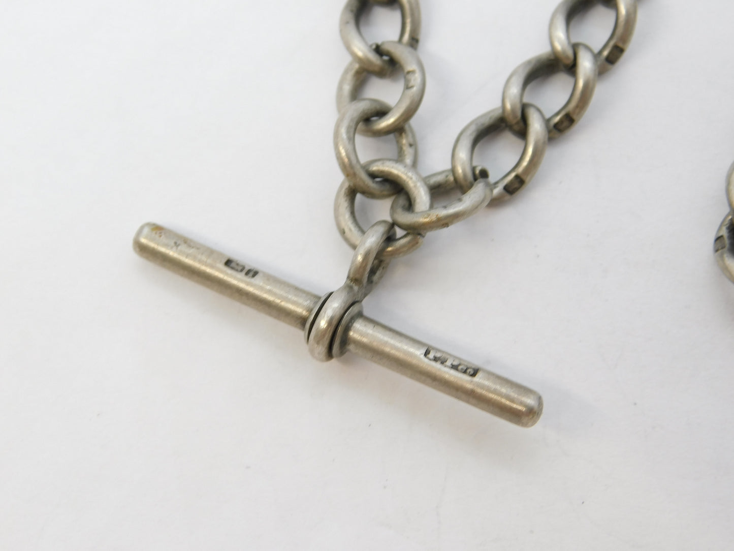 Victorian Sterling Silver Albert Watch Chain Antique 1893 Birmingham