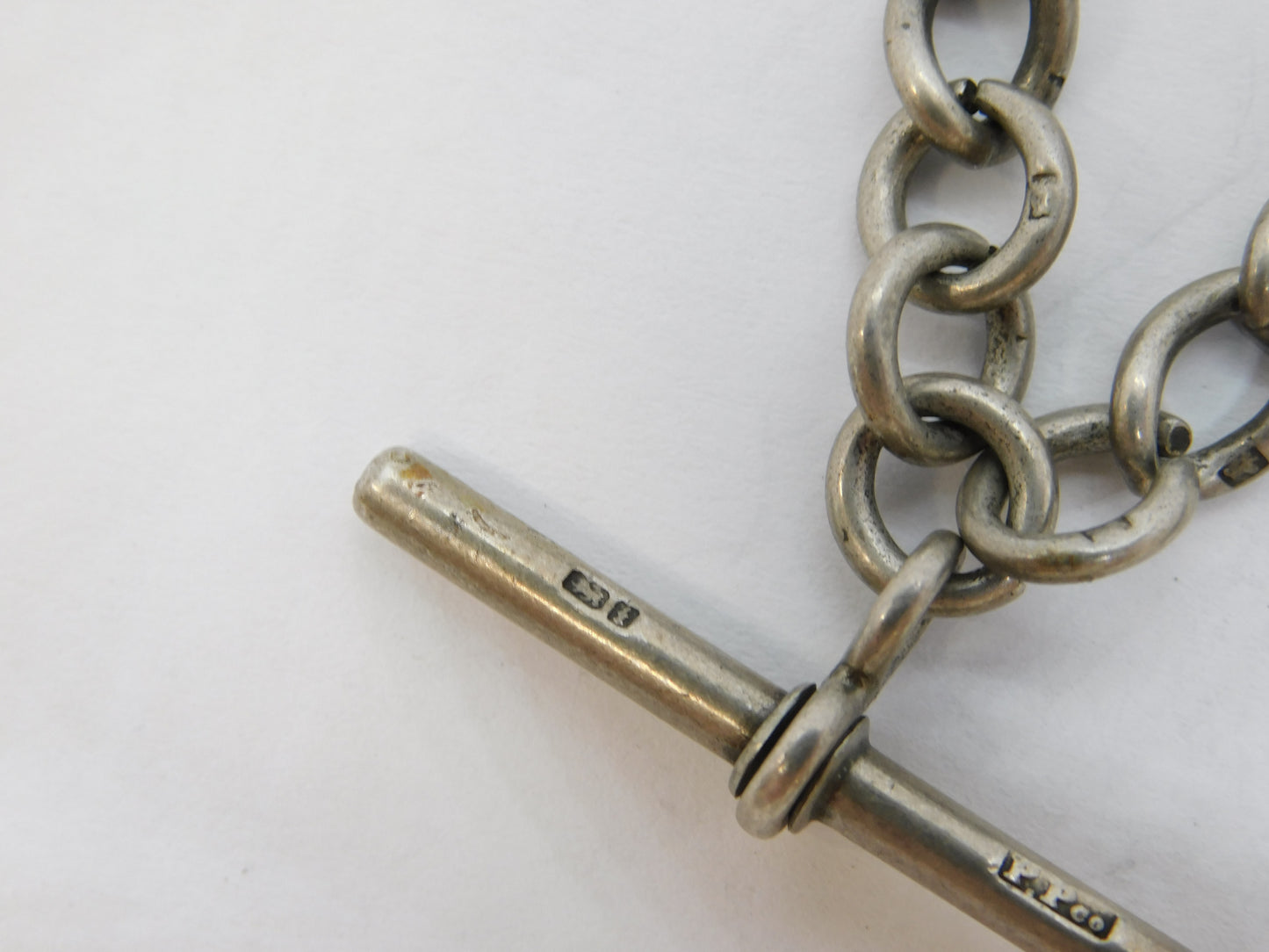 Victorian Sterling Silver Albert Watch Chain Antique 1893 Birmingham