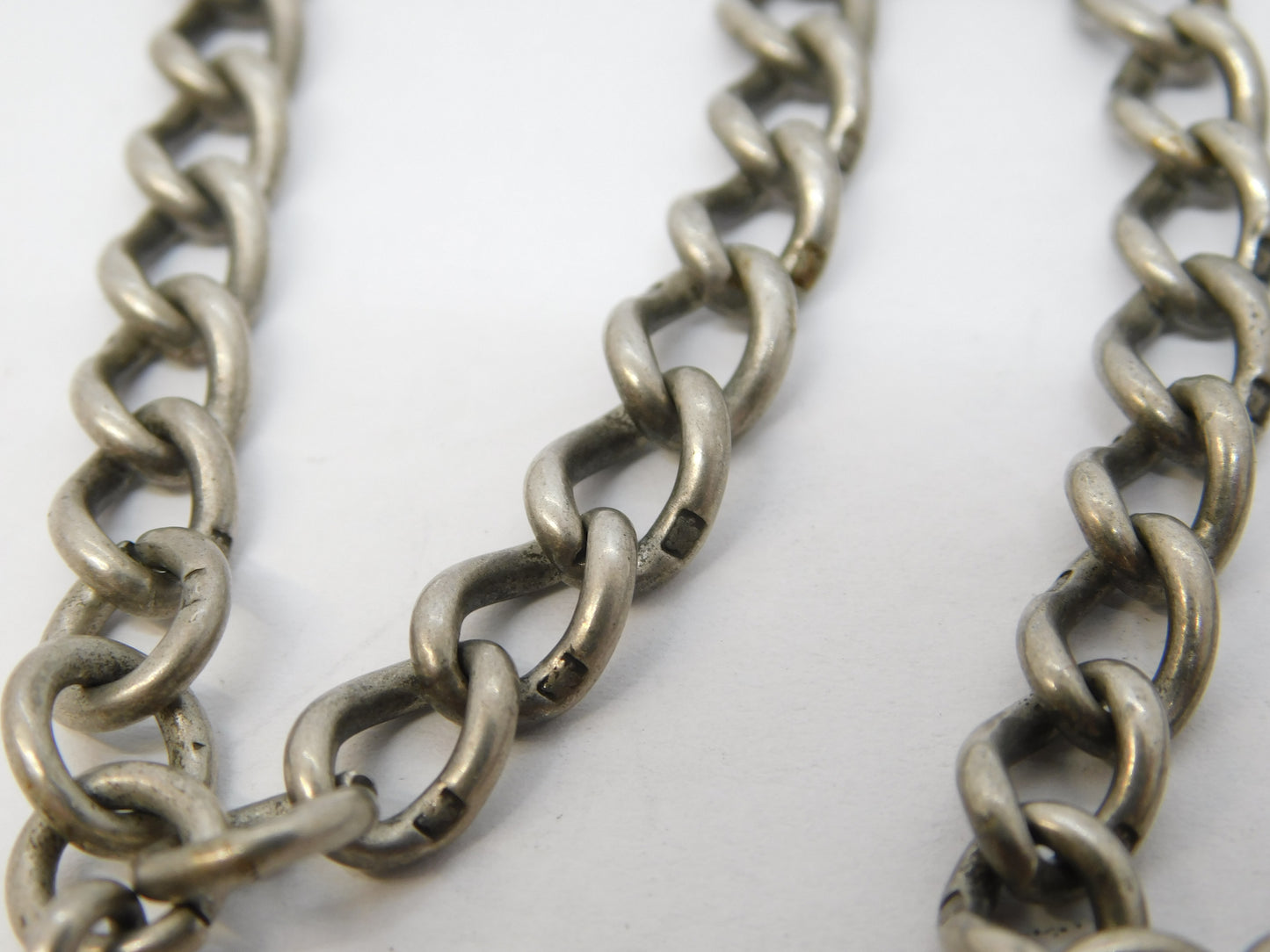 Victorian Sterling Silver Albert Watch Chain Antique 1893 Birmingham