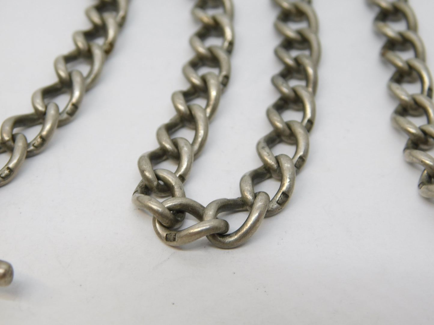 Victorian Sterling Silver Albert Watch Chain Antique 1893 Birmingham