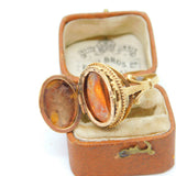 Victorian 9ct Gold Seed Pearl Shamrock Locket or Poison Ring c1880 Antique