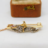 Victorian 18ct Gold, Rose Cut Diamond & Ruby Horse Racing Brooch c1860 Antique