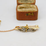 Victorian 18ct Gold, Rose Cut Diamond & Ruby Horse Racing Brooch c1860 Antique