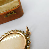 Victorian 9ct Gold & Seed Pearl Double Locket Floral Pendant Antique c1880