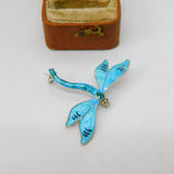 Sterling Silver Blue Enamel Dragonfly Insect Brooch 1916 Antique Birmingham