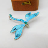 Sterling Silver Blue Enamel Dragonfly Insect Brooch 1916 Antique Birmingham