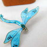 Sterling Silver Blue Enamel Dragonfly Insect Brooch 1916 Antique Birmingham