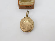 Victorian 9ct Yellow Gold Back & Front Floral Locket Pendant Antique c1880