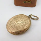 Victorian 9ct Yellow Gold Back & Front Floral Locket Pendant Antique c1880