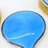 Sterling Silver & Blue Guilloche Enamel 5-Piece Vanity Set Antique 1931 Birmingham Art Deco