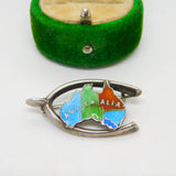 Sterling Silver Enamel Australia Wishbone Brooch Antique 1913 Birmingham