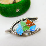 Sterling Silver Enamel Australia Wishbone Brooch Antique 1913 Birmingham