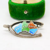 Sterling Silver Enamel Australia Wishbone Brooch Antique 1913 Birmingham