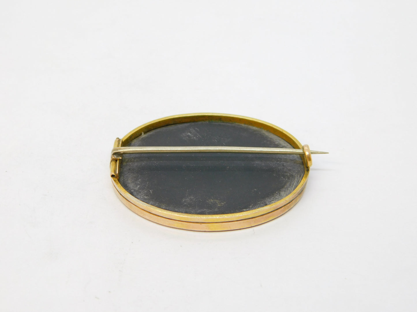 19th Century 9ct Rose Gold Mounted Pietra Dura Floral Brooch Antique c1880