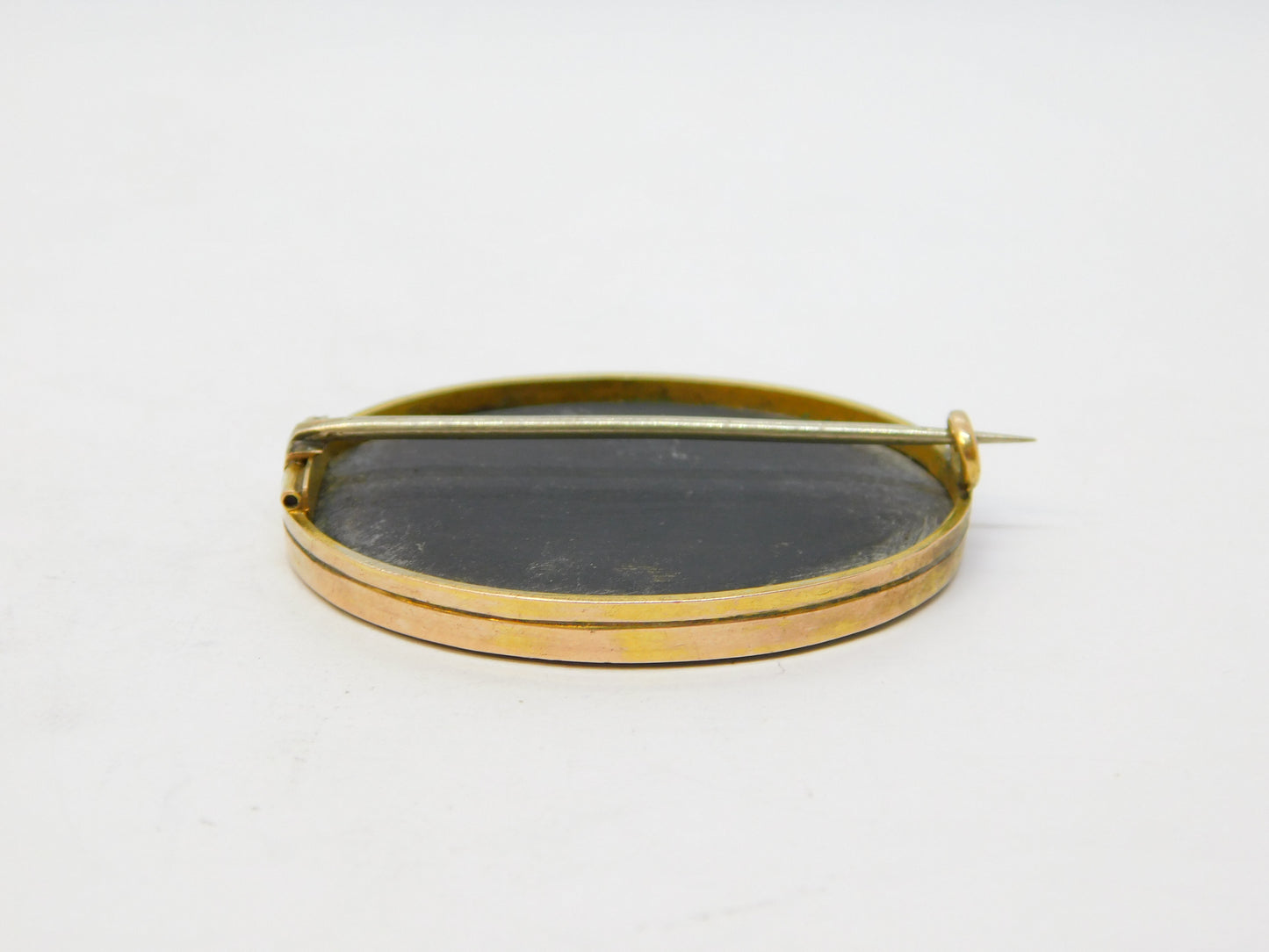 19th Century 9ct Rose Gold Mounted Pietra Dura Floral Brooch Antique c1880