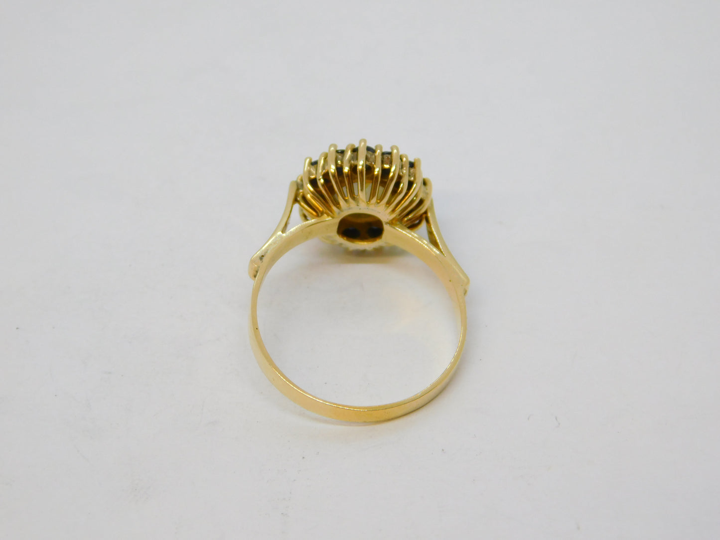 14ct Gold, White Star Sapphire & Blue Sapphire Cluster Ring Vintage c1960