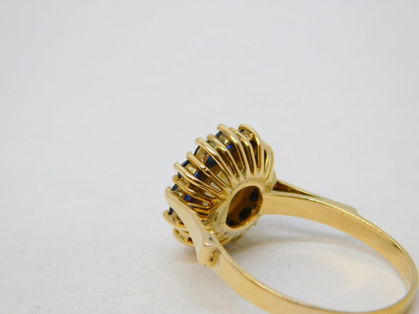14ct Gold, White Star Sapphire & Blue Sapphire Cluster Ring Vintage c1960