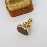 Victorian 9ct Yellow Gold Bloodstone Seal Fob Pendant Antique c1880