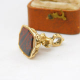 Victorian 9ct Yellow Gold Bloodstone Seal Fob Pendant Antique c1880