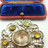 Victorian Scottish Thistle Mine Cut Citrine Sterling Silver Brooch Antique c1860