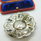 Victorian Scottish Thistle Mine Cut Citrine Sterling Silver Brooch Antique c1860