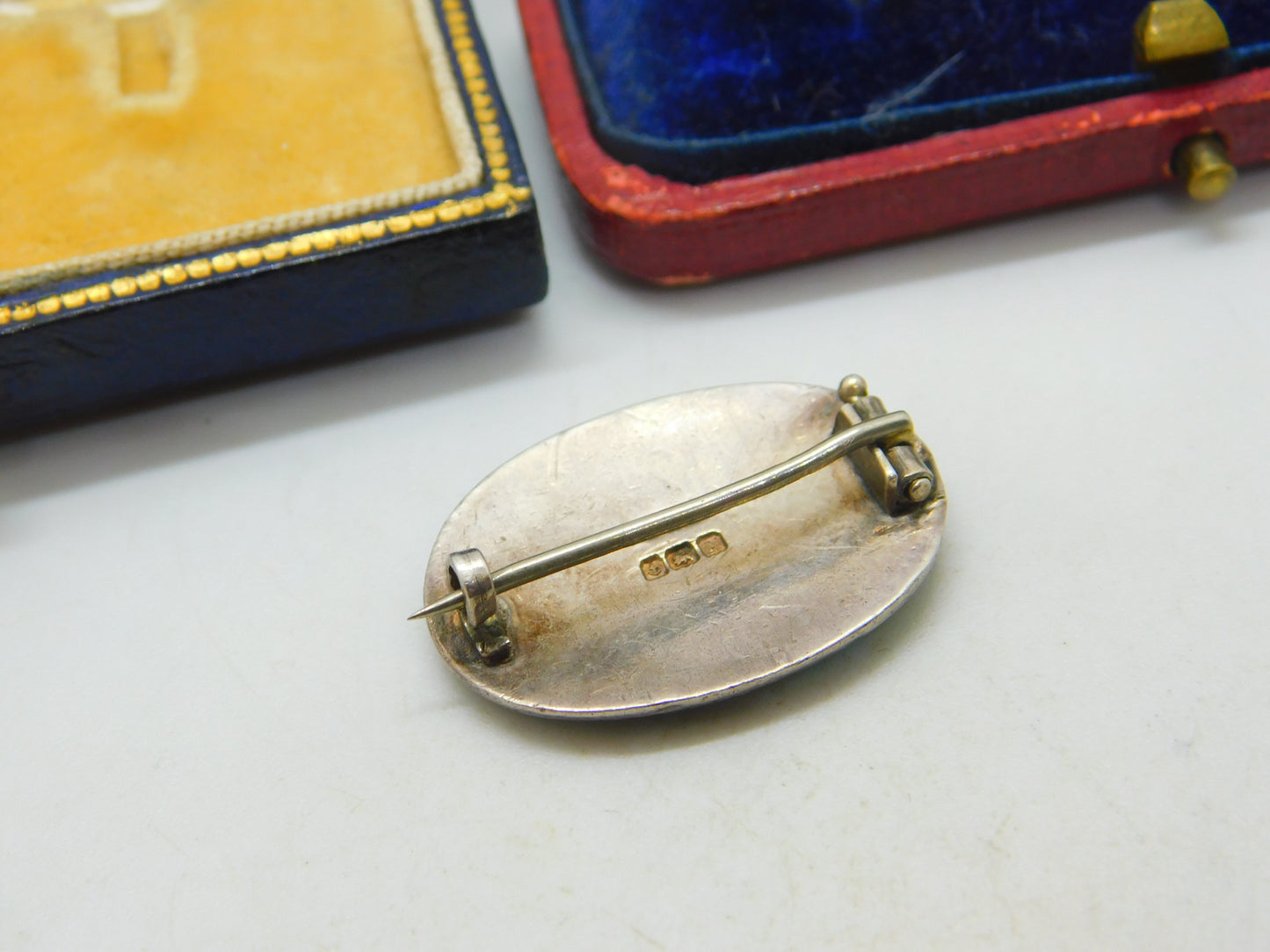 Art Nouveau Edwardian Sterling Silver Blue Enamel Brooch Antique 1909 Liberty & Co.