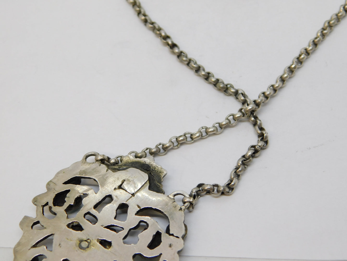 19th Century Austro-Hungarian Large Sterling Silver, Turquoise, Garnet Necklace c1860