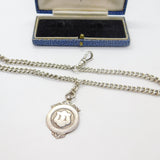 Sterling Silver Graduating Albert Watch Chain 1912 Art Deco with Fob Birmingham