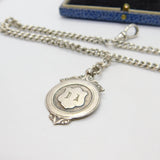 Sterling Silver Graduating Albert Watch Chain 1912 Art Deco with Fob Birmingham