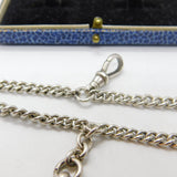 Sterling Silver Graduating Albert Watch Chain 1912 Art Deco with Fob Birmingham