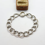 Victorian Australian Sterling Silver Curb Link Charm Bracelet 7.5" Length c1890