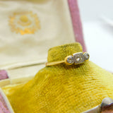 18ct Yellow Gold & 0.1ct Diamond Three-Stone Ring Antique c1920 Art Deco