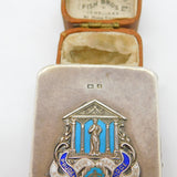 Sterling Silver Enamel Masonic Secret Double Sided Card Holder Case Antique 1925