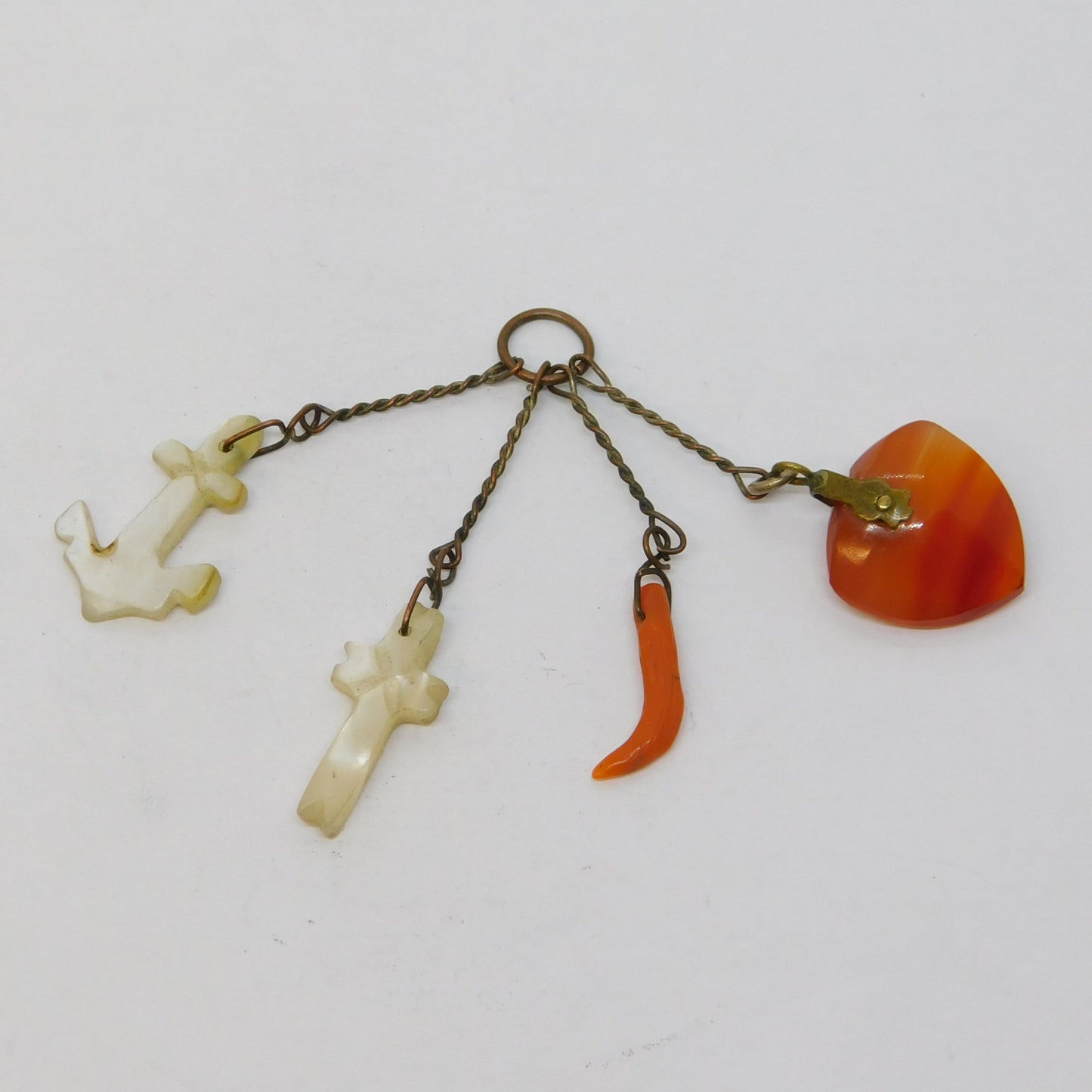 George III Pearl, Coral, Carnelian Faith, Hope & Charity Charm Fob Antique c1800