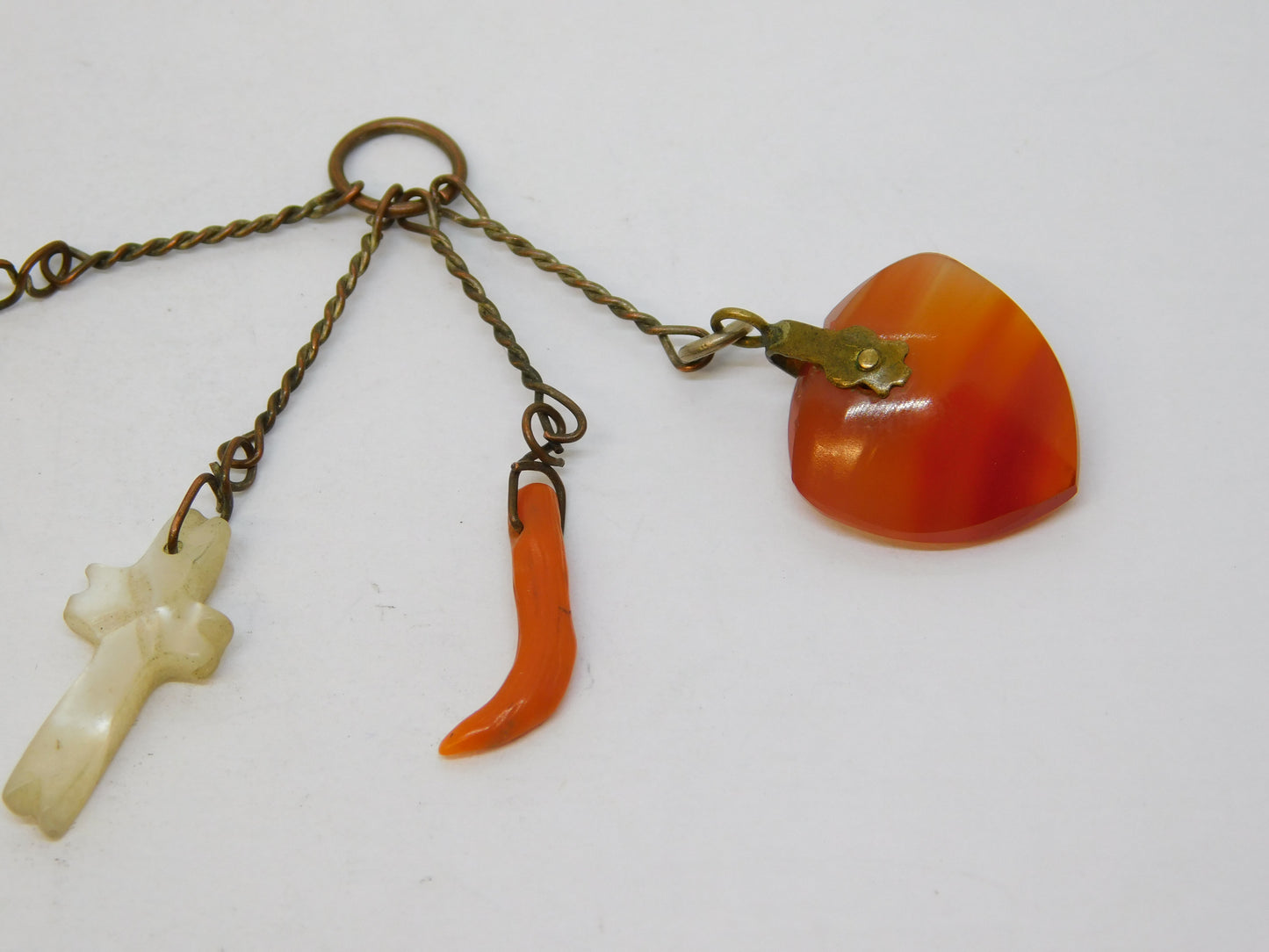 George III Pearl, Coral, Carnelian Faith, Hope & Charity Charm Fob Antique c1800