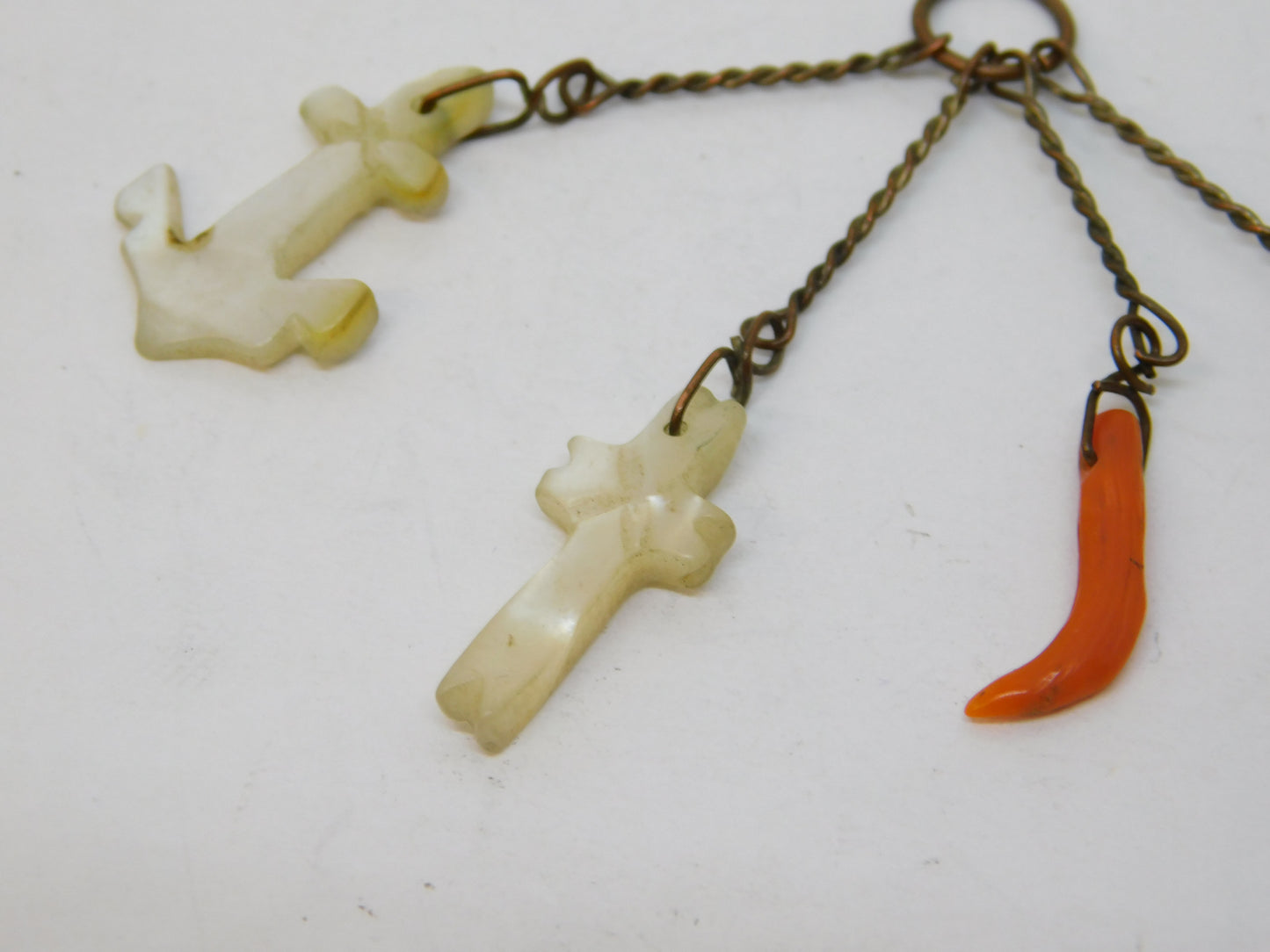 George III Pearl, Coral, Carnelian Faith, Hope & Charity Charm Fob Antique c1800