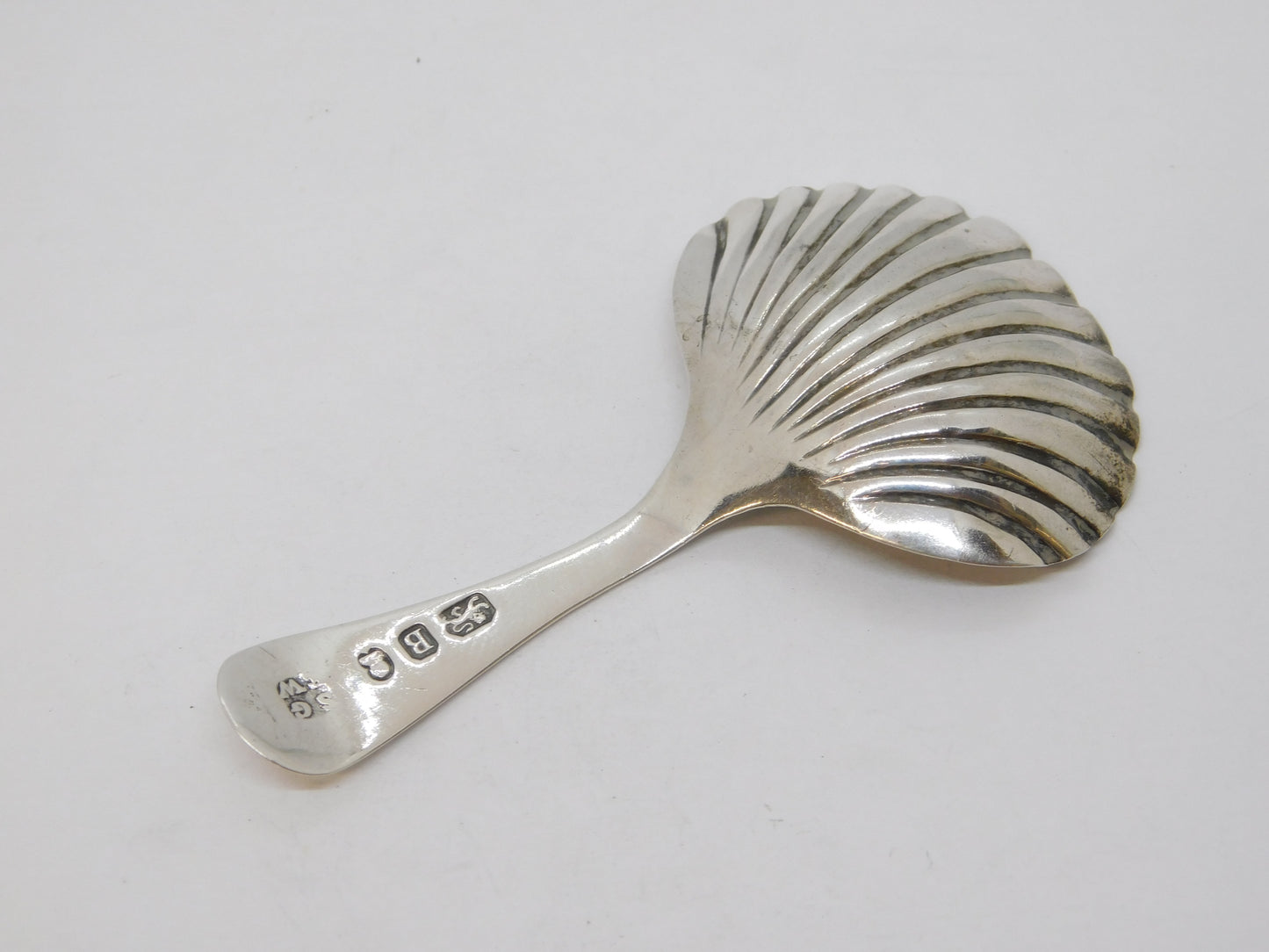 George III Sterling Silver Shell Bowl Tea Caddy Spoon Antique 1797 London
